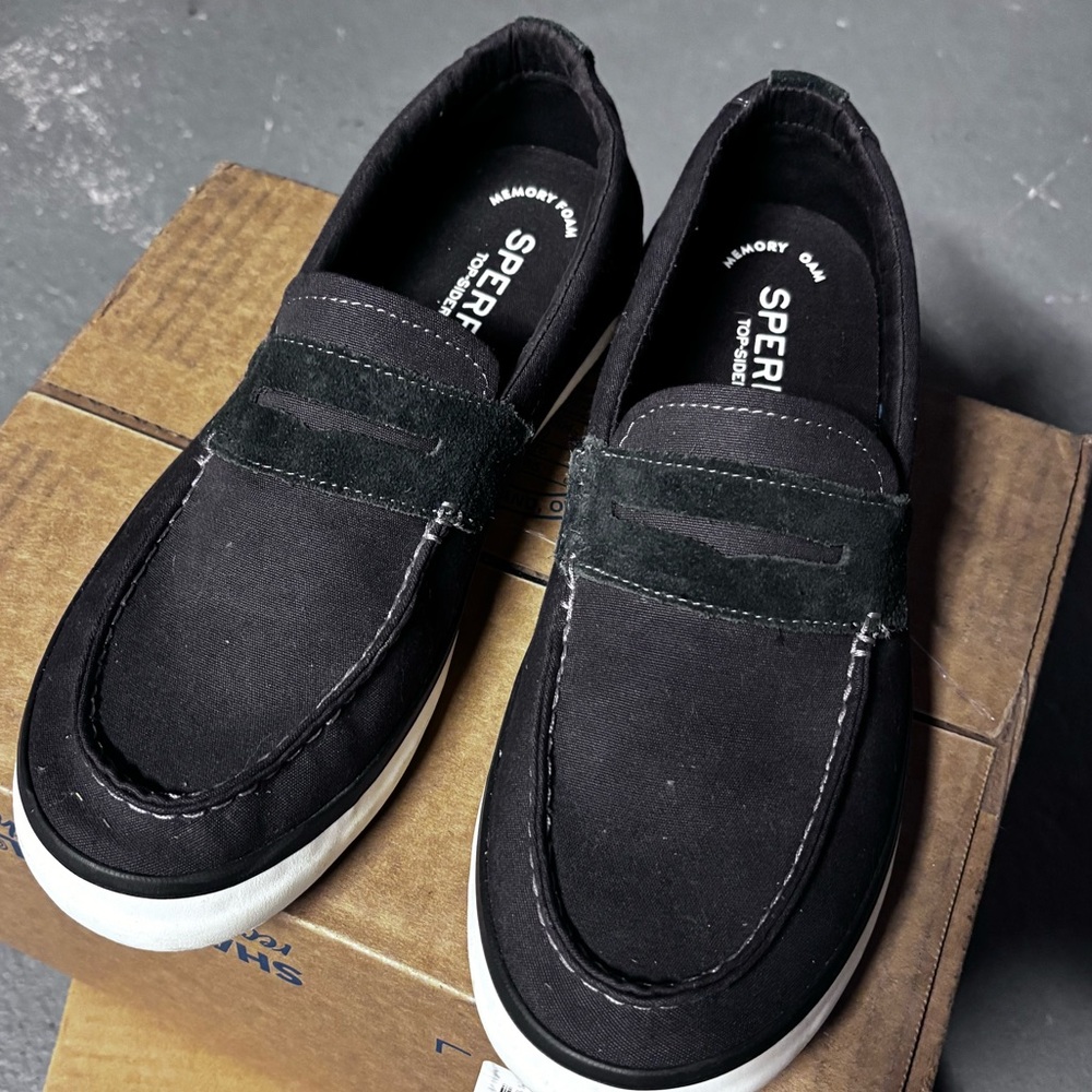 Sperry Men's Black and White Slip-On Loafers